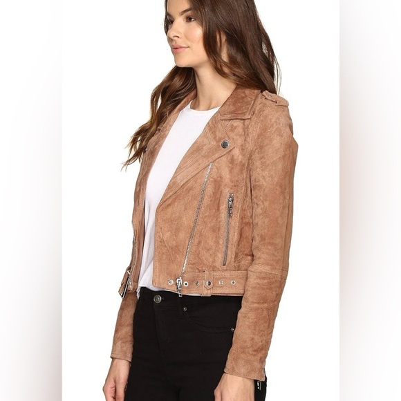 BLANKNYC Women’s Suede Leather Moto Jacket Coffee Bean Cognac Sz Small - Picture 6 of 12